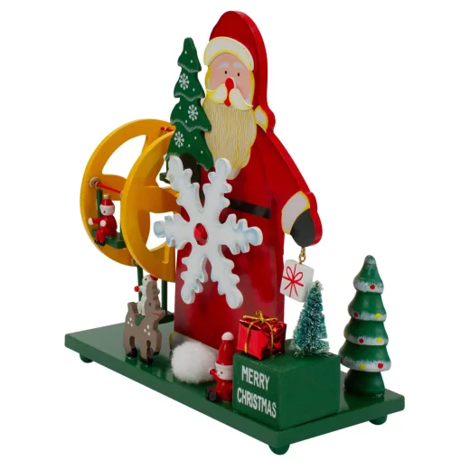 Online Santa Claus Wonderland Christmas Musical Decoration - 9.5" - Red and Green Animated & Musical