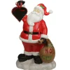New Santa Holding Toy Sack and Blackboard Christmas Statue - 19" - Red Santa Claus