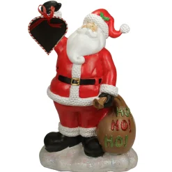 New Santa Holding Toy Sack and Blackboard Christmas Statue - 19" - Red Santa Claus