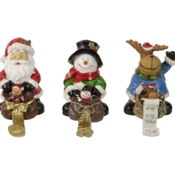 Santa, Snowman and Reindeer Christmas Stocking Holders - 5.25" - Set of 3 Stocking Holders