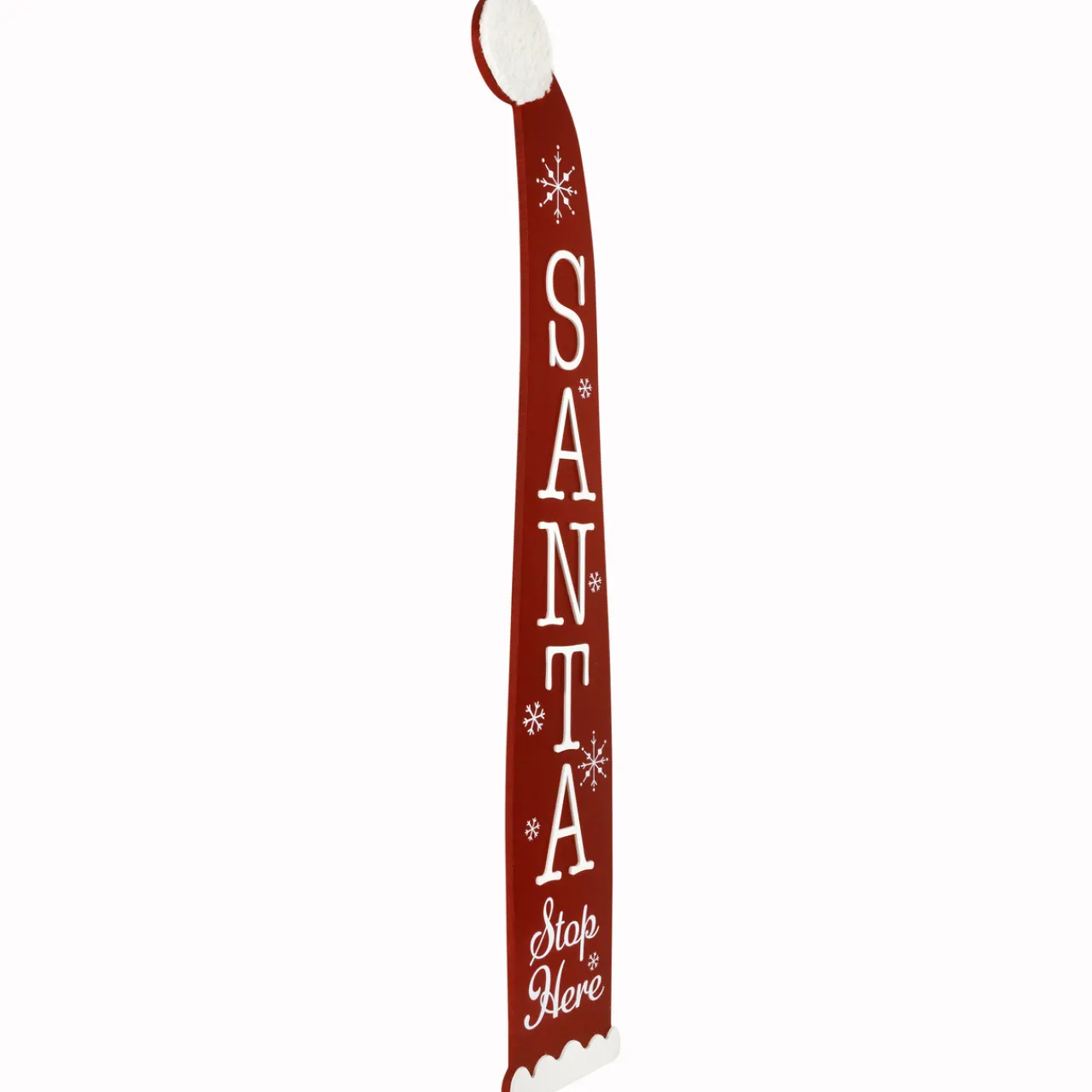 Santa Stop Here Christmas Hat Porch Sign - 35" Wall