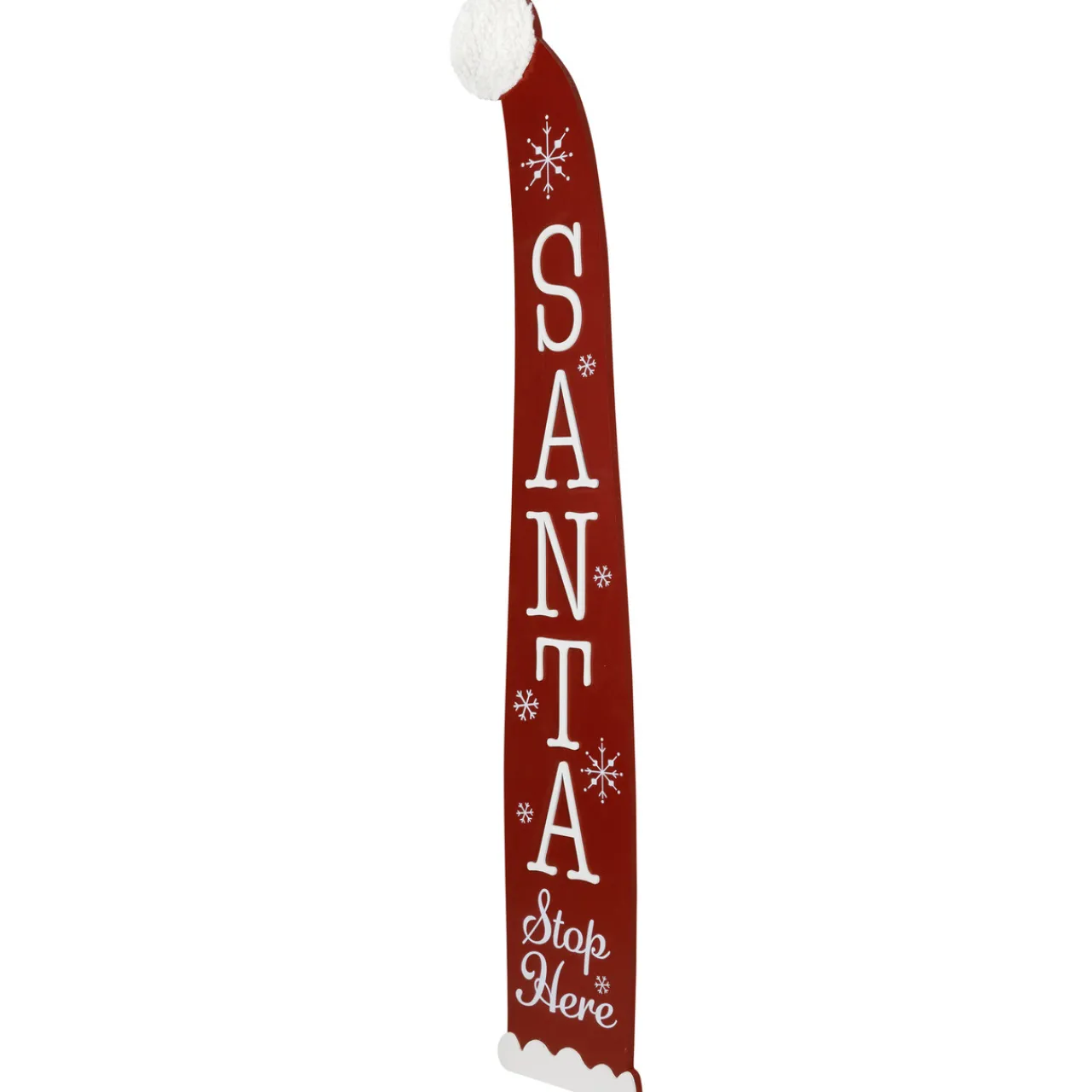 Santa Stop Here Christmas Hat Porch Sign - 35" Wall