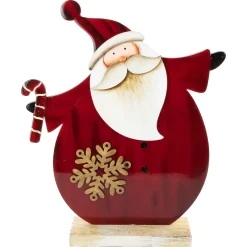 Santa with Candy Cane and Snowflake Wooden Christmas Decoration - 12" Santa Claus