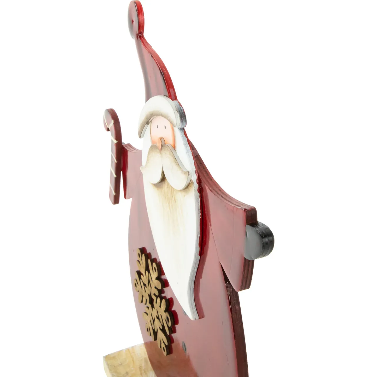 Santa with Candy Cane and Snowflake Wooden Christmas Decoration - 12" Santa Claus