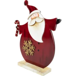 Santa with Candy Cane and Snowflake Wooden Christmas Decoration - 12