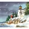 Seashore Santa Winter Scene Wall Decor Art Print Wall