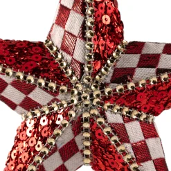 Sequined and Checkered Star Christmas Ornament - 6