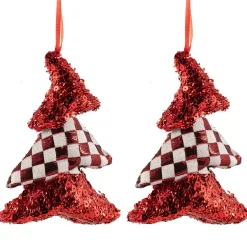 Discount Sequined and Checkered Tree Christmas Ornaments - 5