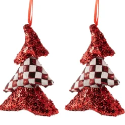 Discount Sequined and Checkered Tree Christmas Ornaments - 5