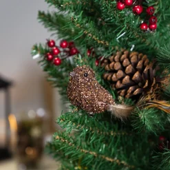 Hot Sequined Bird Christmas Clip-on Ornament - 6.5" - Bronze-tone Animals