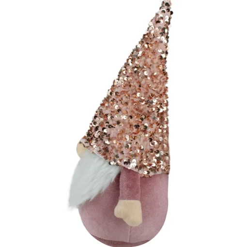 Clearance Sequined Hat Christmas Gnome Figure - 12" - Rose Gold and Pink Gnomes