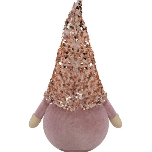Clearance Sequined Hat Christmas Gnome Figure - 12" - Rose Gold and Pink Gnomes