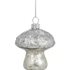 Clearance Sequined Mercury Glass Mushroom Christmas Ornament - 3.5" - Silver Finish Garden & Floral