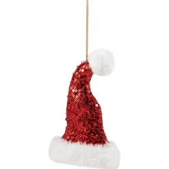 Sale Sequined Santa Hat with Plush Trim Christmas Ornament - 8.5