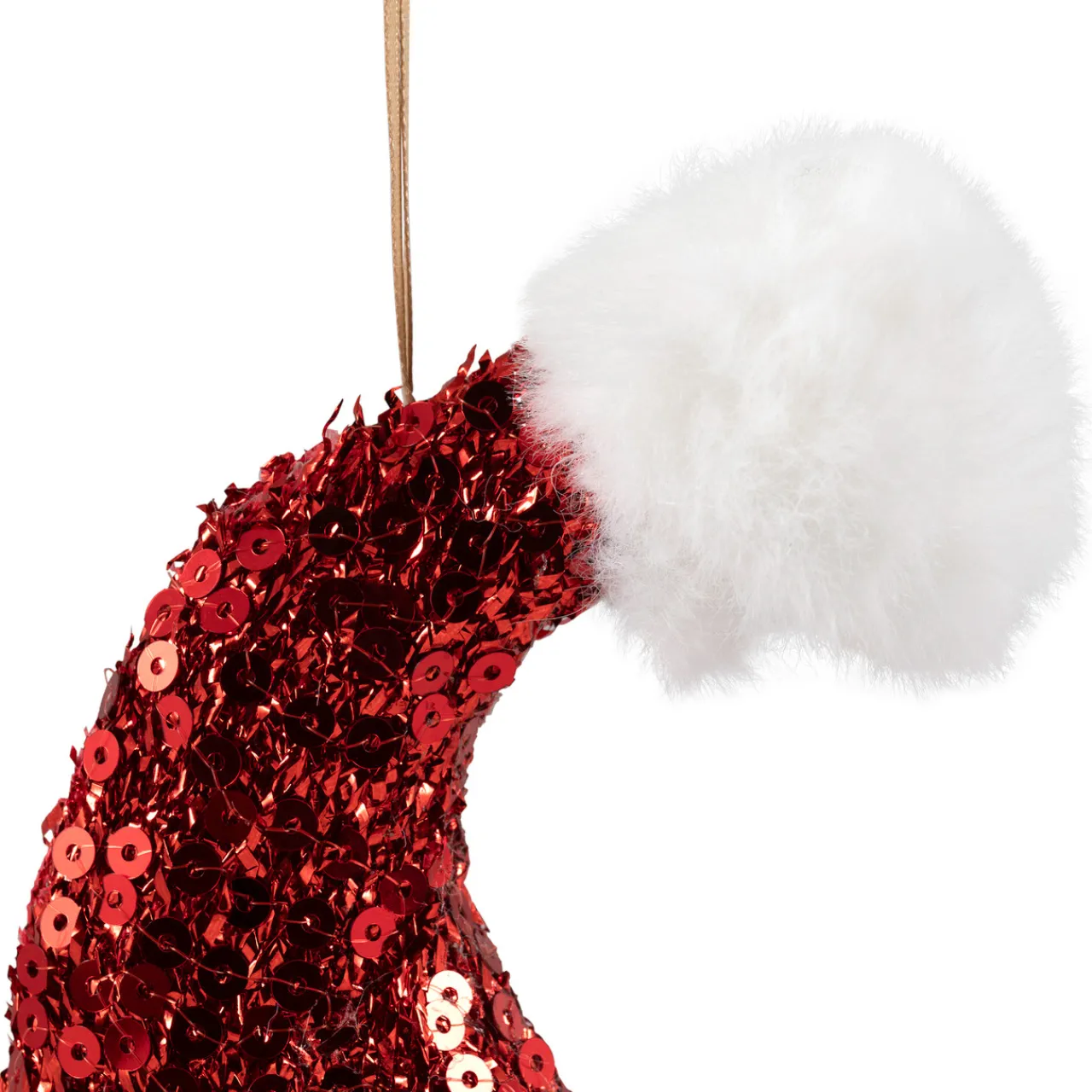 Sale Sequined Santa Hat with Plush Trim Christmas Ornament - 8.5" - Red Fashion & Beauty