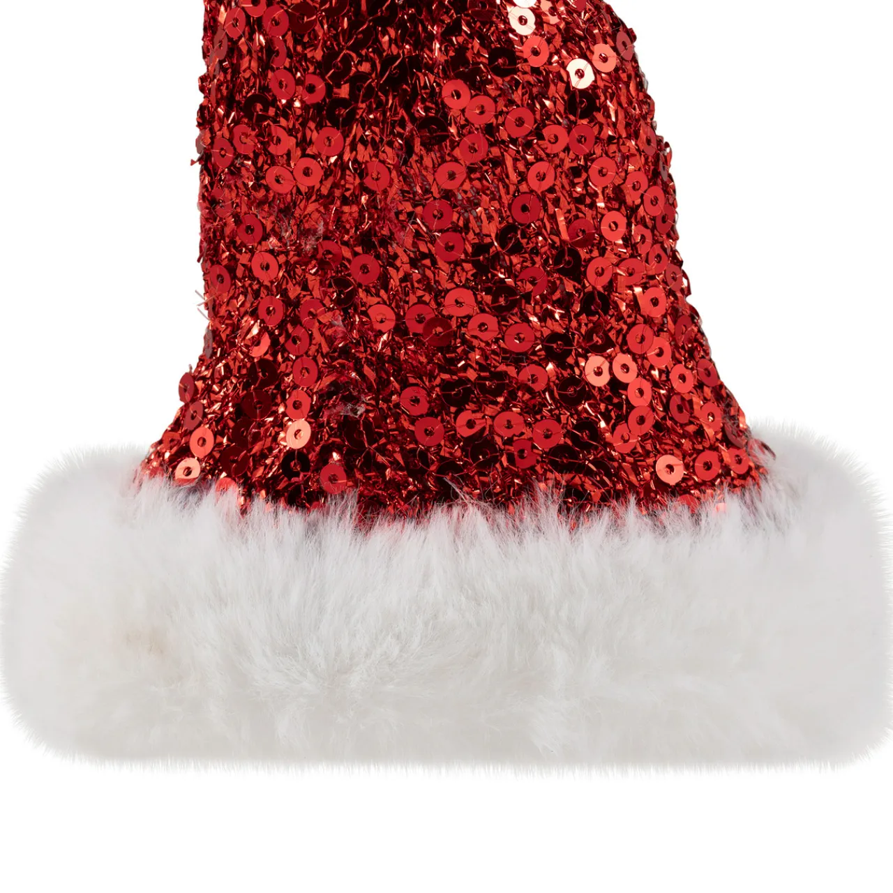 Sale Sequined Santa Hat with Plush Trim Christmas Ornament - 8.5" - Red Fashion & Beauty