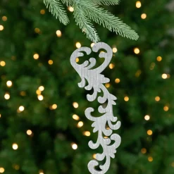 Outlet Set of 2 Black and Gray Scrollwork Christmas Ornaments 10.5