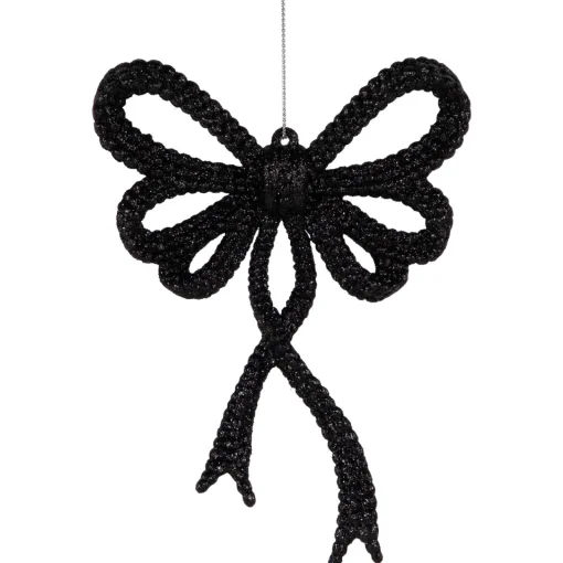 Sale Set of 4 Black Glitter Bowtie Christmas Ornaments 6" Fashion & Beauty