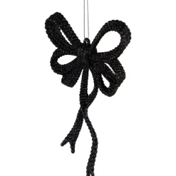 Sale Set of 4 Black Glitter Bowtie Christmas Ornaments 6