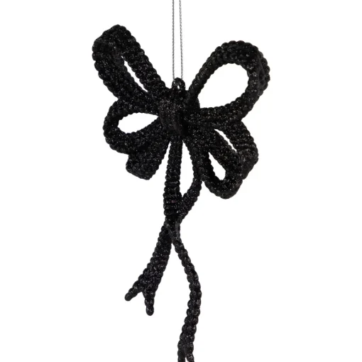 Sale Set of 4 Black Glitter Bowtie Christmas Ornaments 6" Fashion & Beauty