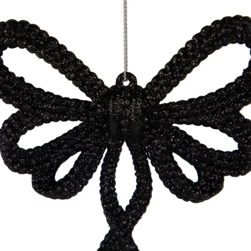 Sale Set of 4 Black Glitter Bowtie Christmas Ornaments 6" Fashion & Beauty