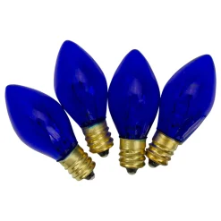 Set of 4 Blue C7 Transparent Christmas Replacement Bulbs - 2" Replacement Bulbs