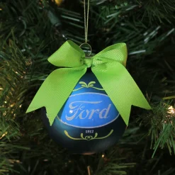 Best Set of 3 Blue Ford Logo Collectible Glass Christmas Ball Ornaments 3" Glass|Ball Ornaments