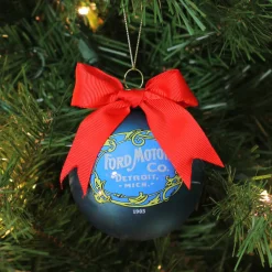 Best Set of 3 Blue Ford Logo Collectible Glass Christmas Ball Ornaments 3