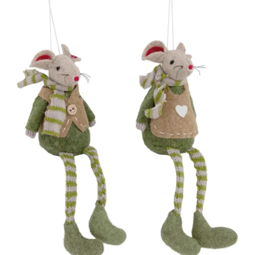 New Set of 2 Boy and Girl Mice Christmas Ornaments 7.5" Animals