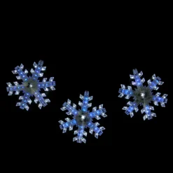 Outlet Set of 3 Cascading White and Blue Snowfall LED Snowflake Christmas Lights 25" Novelty