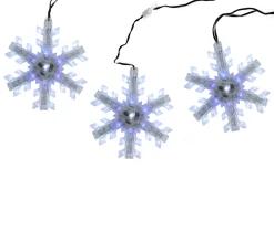 Outlet Set of 3 Cascading White and Blue Snowfall LED Snowflake Christmas Lights 25" Novelty