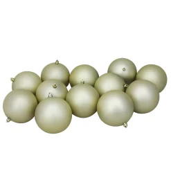 Clearance Set of 12 Champagne Gold Shatterproof Matte Christmas Ball Ornaments 4" Shatterproof Balls|Ball Ornaments