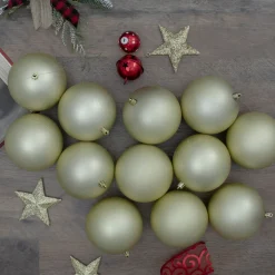 Clearance Set of 12 Champagne Gold Shatterproof Matte Christmas Ball Ornaments 4" Shatterproof Balls|Ball Ornaments