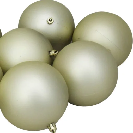 Clearance Set of 12 Champagne Gold Shatterproof Matte Christmas Ball Ornaments 4" Shatterproof Balls|Ball Ornaments