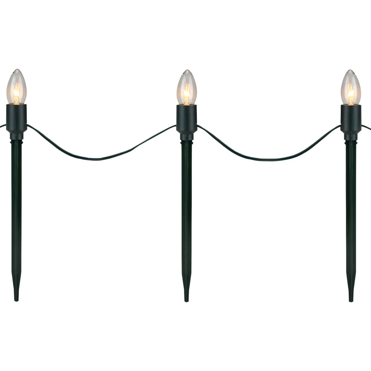 Best Set of 15 Clear Lighted C9 Shape Christmas Pathway Markers, Green Wire Lawn Stakes