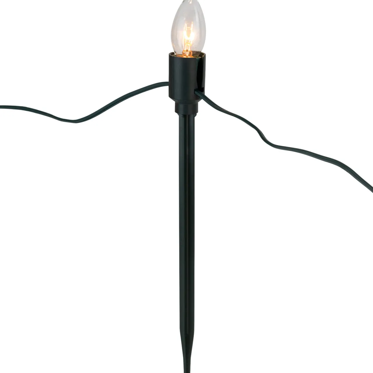 Best Set of 15 Clear Lighted C9 Shape Christmas Pathway Markers, Green Wire Lawn Stakes