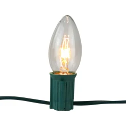 Best Set of 15 Clear Lighted C9 Shape Christmas Pathway Markers, Green Wire Lawn Stakes