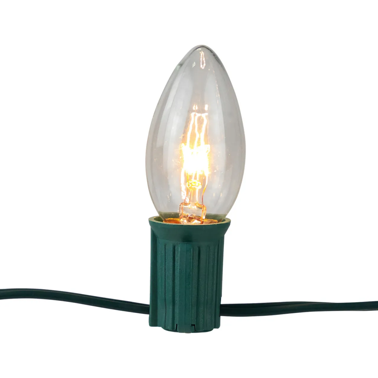 Best Set of 15 Clear Lighted C9 Shape Christmas Pathway Markers, Green Wire Lawn Stakes