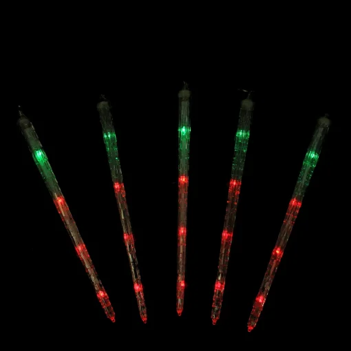 Outlet Set of 5 Color Changing Cascading Icicle Christmas Light Tubes - 13 ft Clear Wire Novelty