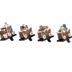 Best Set of 4 Gingerbread Train Christmas Stocking Holders 4.75" Stocking Holders