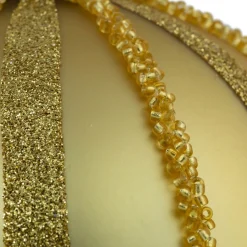 Discount Set of 2 Gold Striped Glittered Glass Christmas Ball Ornaments 4