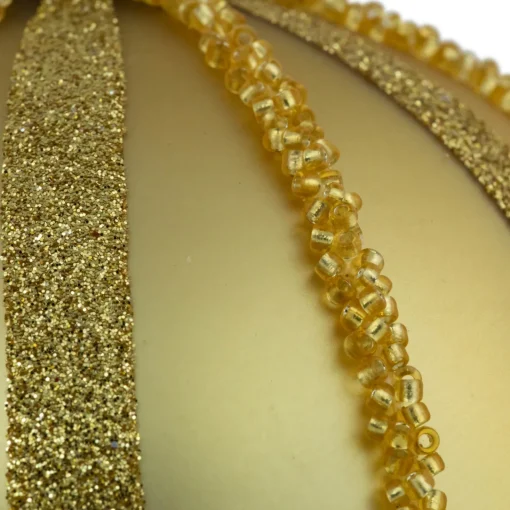 Discount Set of 2 Gold Striped Glittered Glass Christmas Ball Ornaments 4" Glass|Ball Ornaments