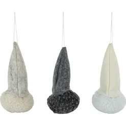 Discount Set of 3 Gray and Cream Plush Gnomes Christmas Ornaments 4.75