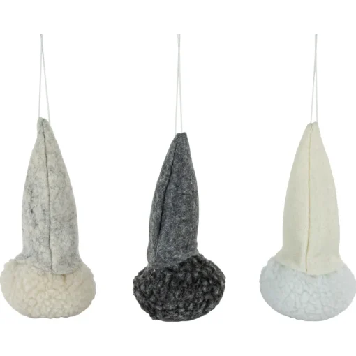 Discount Set of 3 Gray and Cream Plush Gnomes Christmas Ornaments 4.75" Gnomes