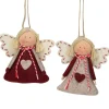 Best Set of 2 Gray and Red Angel Christmas Ornaments 3.5" Angels & Cherubs