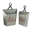 Outlet Set of 2 Gray and Red Home for the Holidays Weathered Christmas Wall Buckets 18" Door
