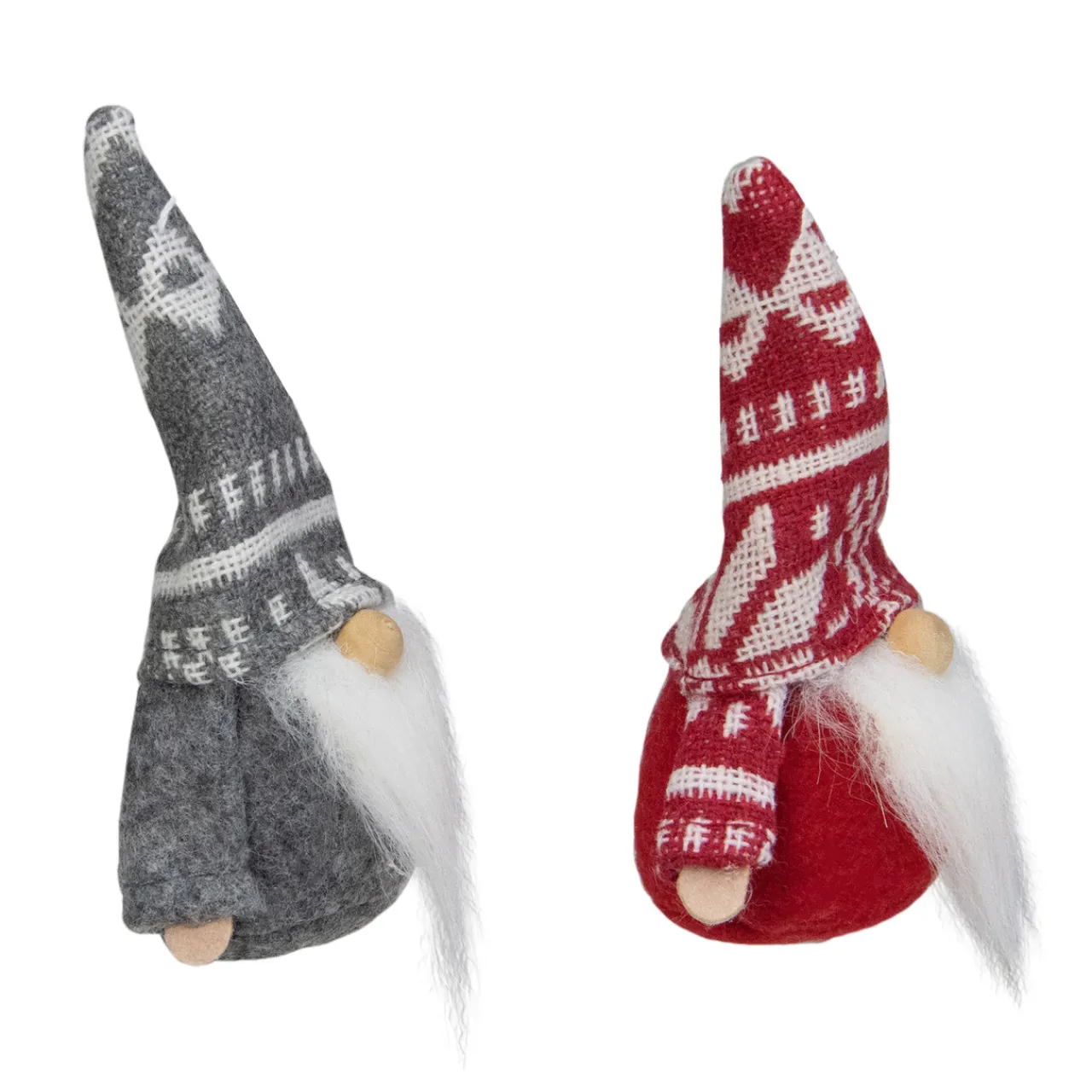 Clearance Set of 2 Gray and Red Santa Gnome Hanging Christmas Ornaments 4" Gnomes