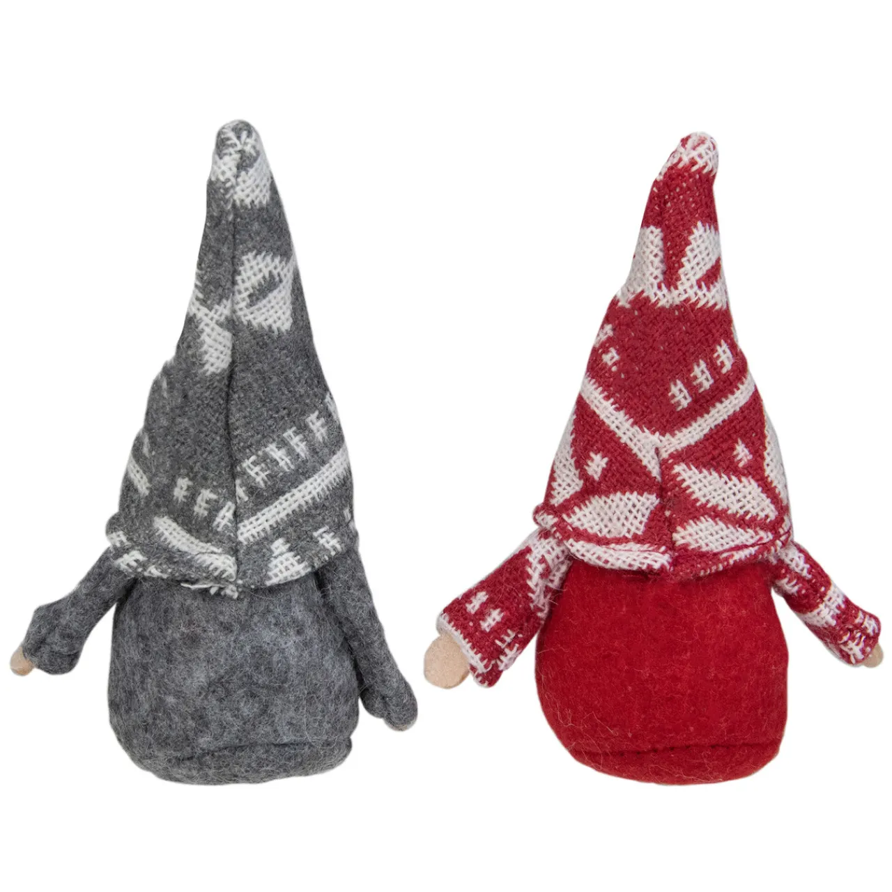 Clearance Set of 2 Gray and Red Santa Gnome Hanging Christmas Ornaments 4" Gnomes