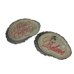 Discount Set of 2 Gray and Red Tree Trunk Christmas Wall Plaques 12.5" Wall