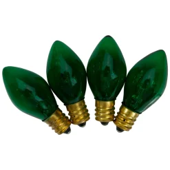 Discount Set of 4 Green C7 Transparent Christmas Replacement Bulbs - 4" Replacement Bulbs